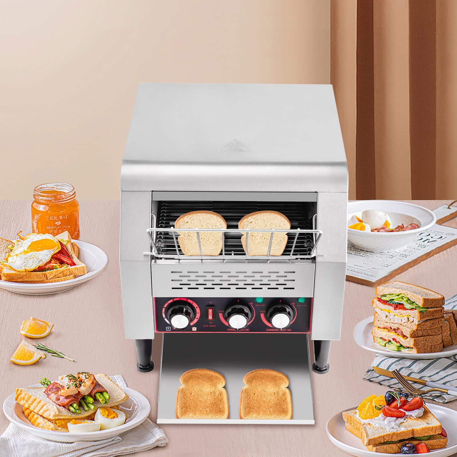 SHIOUCY 300 Slices/Hour Commercial Conveyor Toaster, 2200W Stainless Steel Heavy Duty Industrial Toasters, Countertop Electric Restaurant Equipment for Home Restaurants Bakery Use