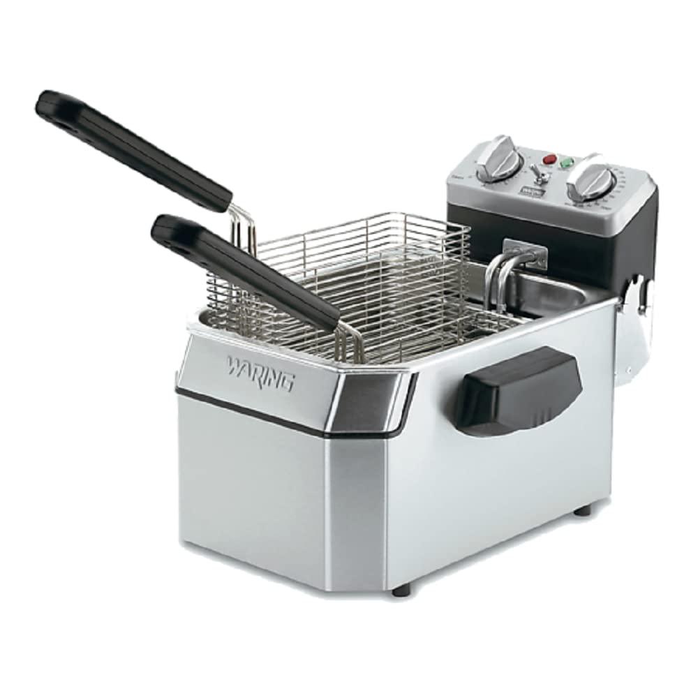 Waring Waring Commercial WDF1000 Heavy Duty 10 lb. Single Basket Deep Fryer , Includes 3 Fry Baskets & Night-Cover-1800W, 120V, 5-15 Plug