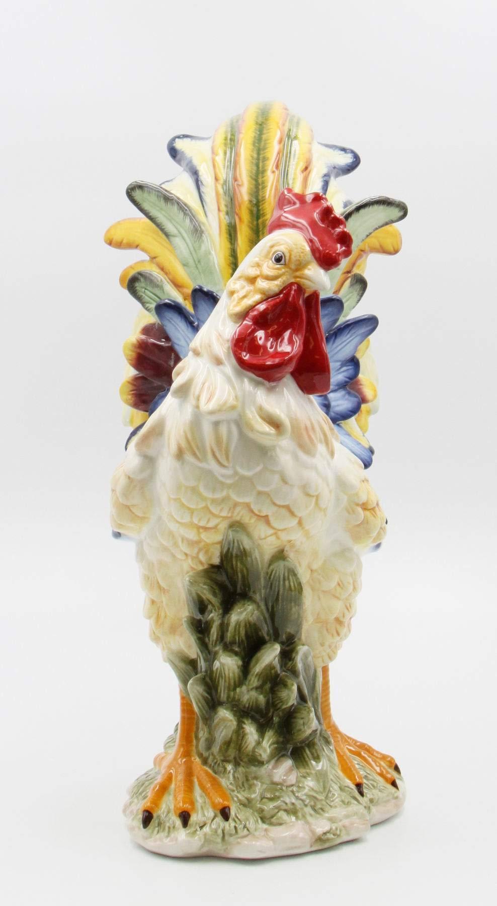 StealStreet StealStreet SS-CG-31980, 15.75 Inch Porcelain Painted Colorful Rooster Bird Figurine Statue, Blue/Orange