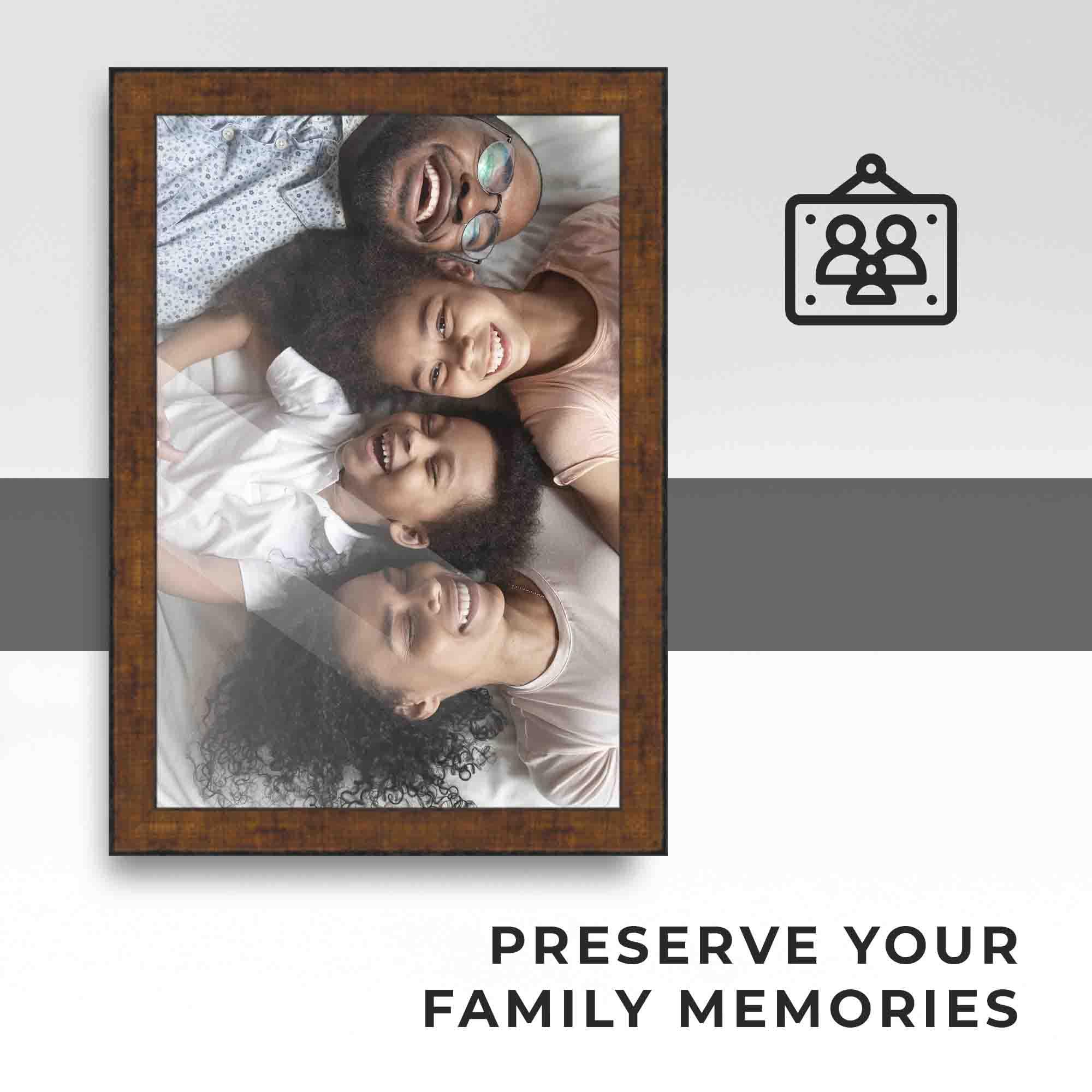 CustomPictureFrames.com 16x9 Frame Gold Brown Solid Wood Picture Frame Width 1.25 Inches | Interior Frame Depth 0.5 Inches | Complete with UV Acrylic, Foam Board Backing & Hanging Hardware