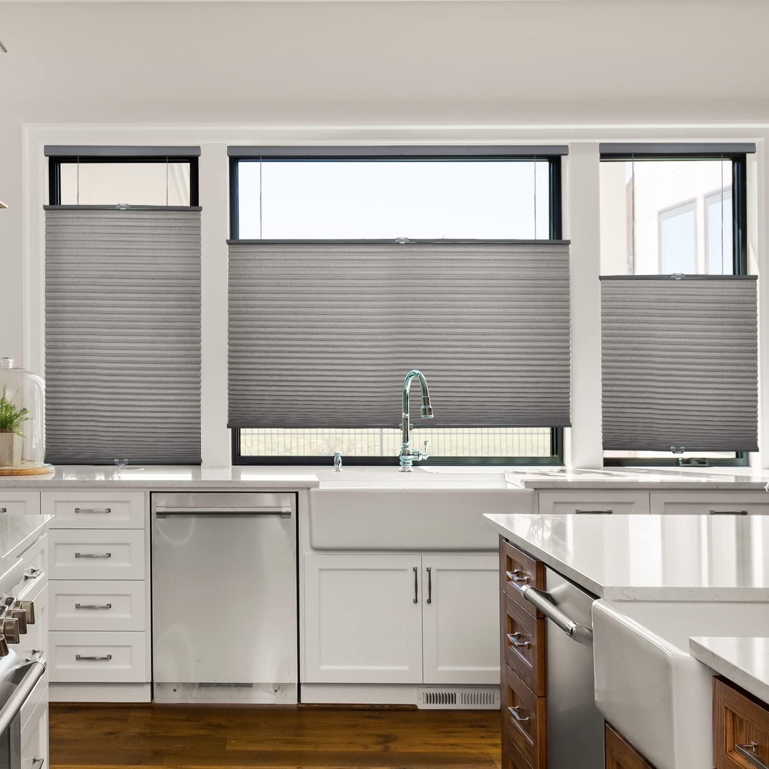 CHICOLOGY CHICOLOGY Cellular Shades, Top Down Bottom Up Shades, Custom Blinds for Windows, Window Shades for Home, Door Blinds, Window Coverings, Cellular Blinds, Dark Grey (Light Filtering), 34" W x 48" H