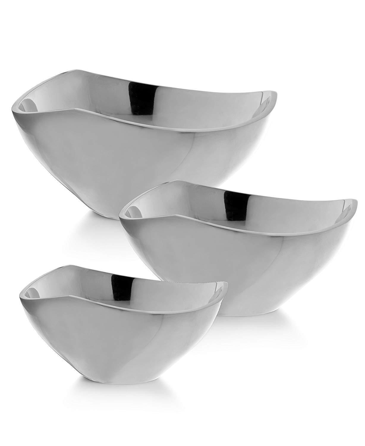 nambe Nambe Tri-Corner Bowl | Chillable Salad Serving Bowl for Entertaining | 1 Quart Capacity - Measures at 7.5\" x 4\" | Serve Dips, Salsa, Appetizers, Olives, and Guacamole | Made Alloy