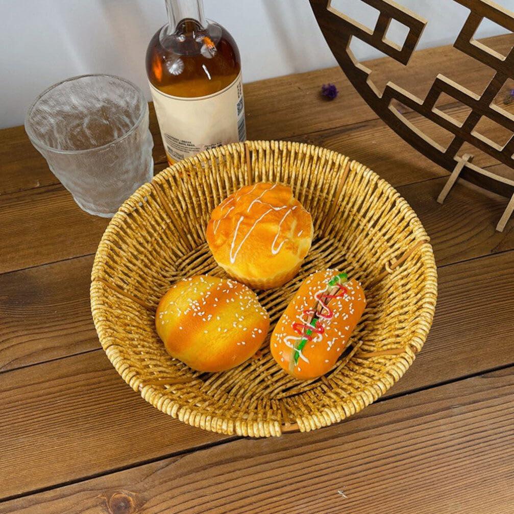 VOSAREA VOSAREA Woven Fruit Basket Rattan Storage Basket Wicker Bowl Seagrass Trays Plastic Orange Snacks Storage Plate for Fruits Vegetables Snacks Kitchen Restaurant