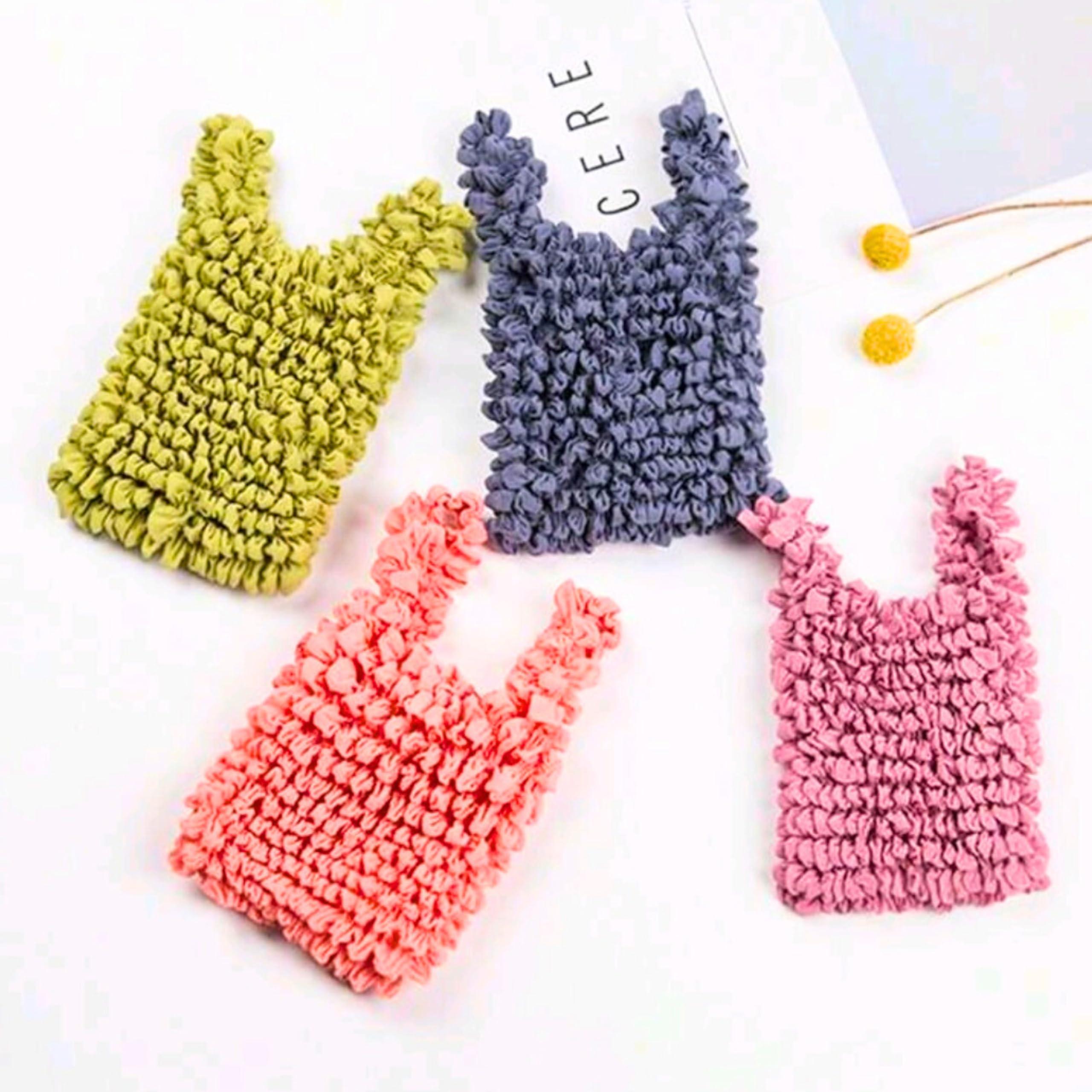 Generic Expandable Shopping Bag, Reusable Grocery Bags, Stretchy Foldable Fabric Bags, Collapsible Pouch, Folding Shrink Totes (Pink-Orange)