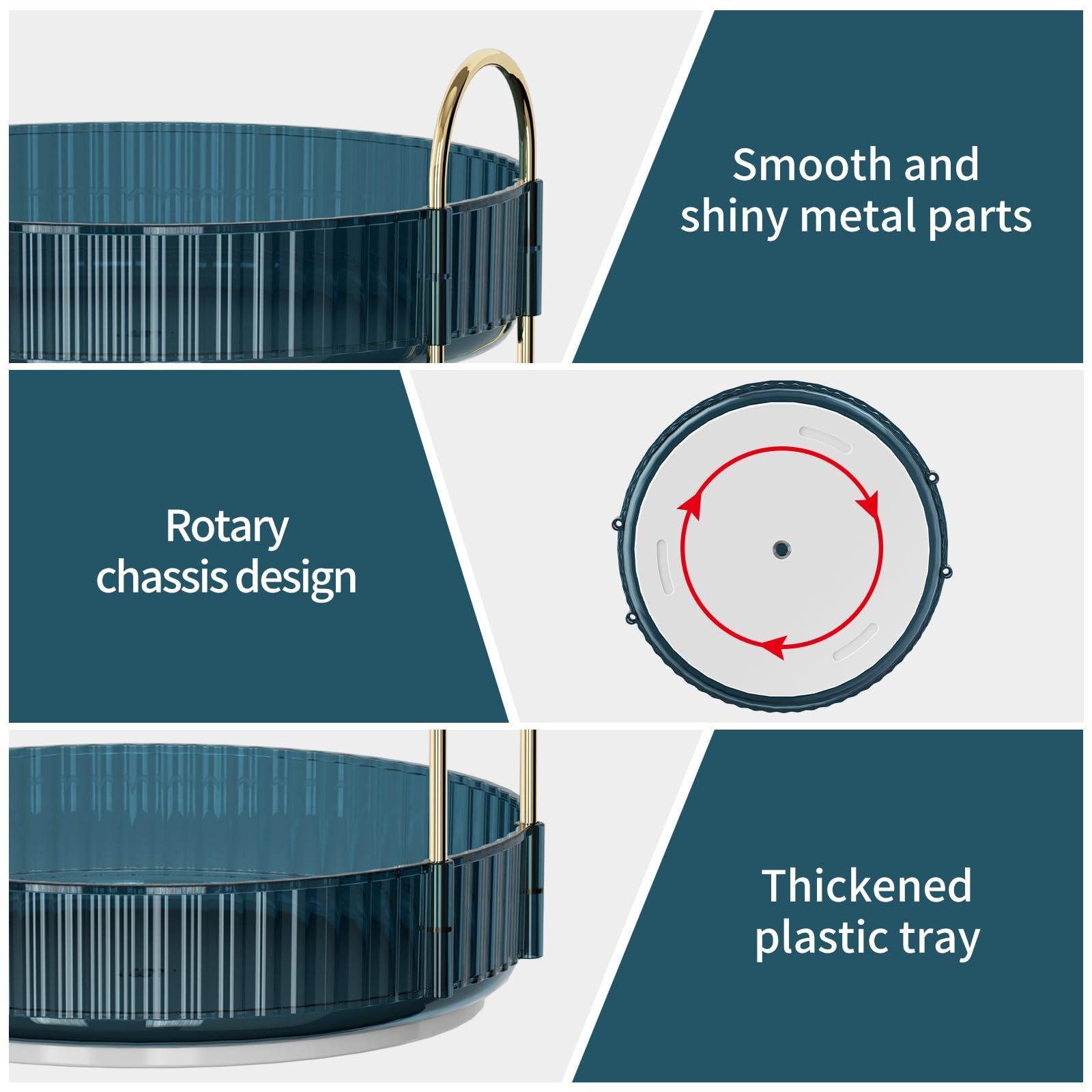 Weidace Weidace 360 Rotating Makeup Organizer for Vanity, Bathroom Countertop Organizer Spinning Perfume Organizer, High-Capacity Cosmetic and Skincare Dresser Make Up Holder Rack (2 Tiers, Blue)