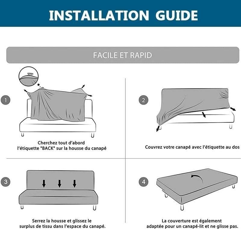 FIBITA Armless Sofa Bed Cover Stretch Futon Slipcover 2/3 Seater , Printed Spandex Armless Couch Cover Folding Armless Loveseat Furniture Protector with Elastic Bottom for Living Room ( Color : #18 , Size :