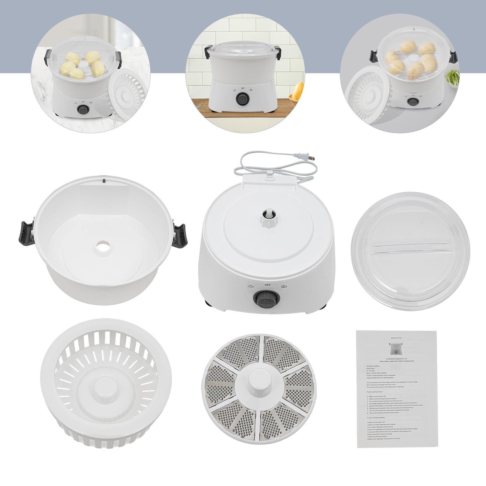 PLYLAY Commercial Electric Potato Peeler Machine, 85W Electric Potato Peeler Automatic Peeling Machine One-button Drive Automatic Peeler Spinner 1.76Lbs Potato Peeling Machine For Kitchen