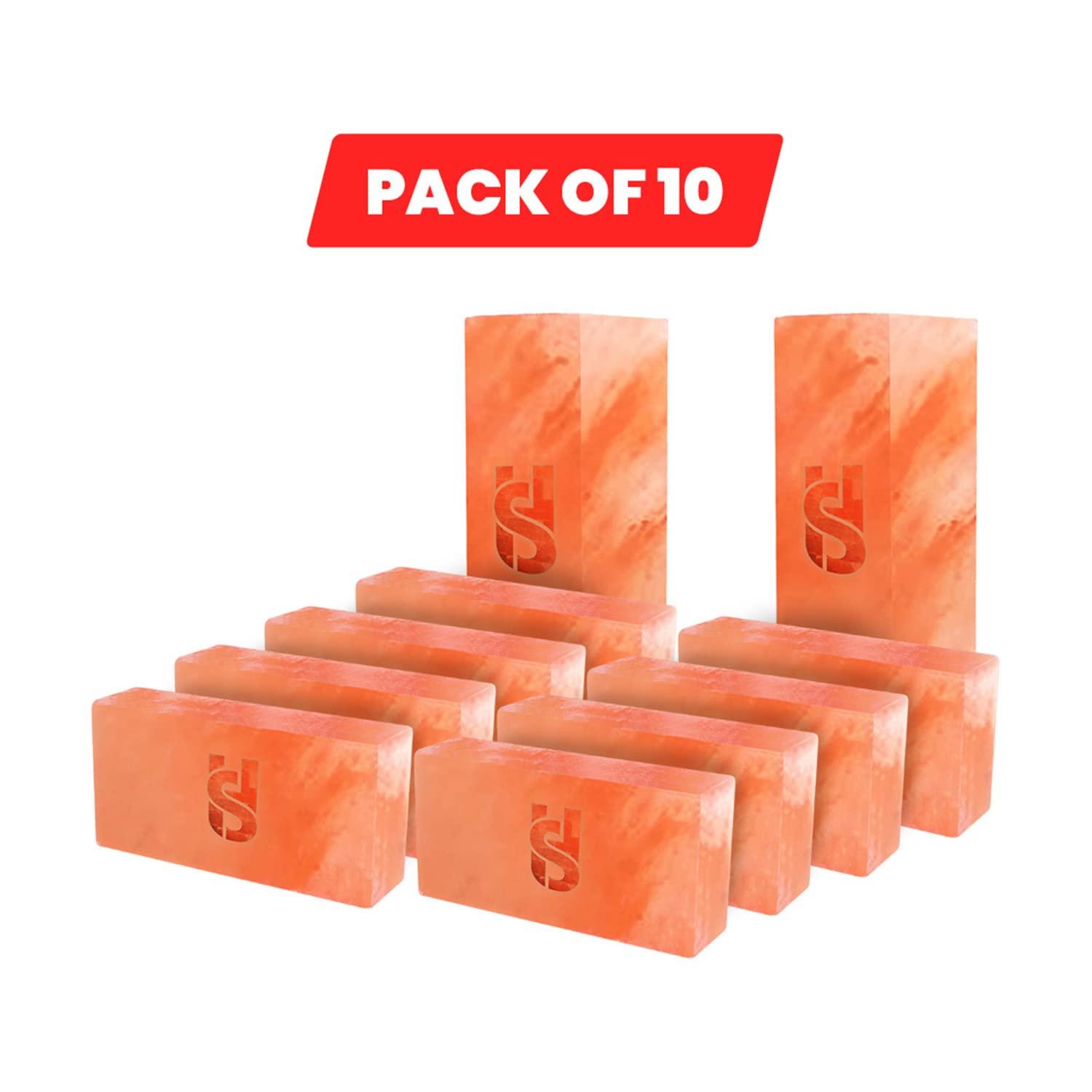 HSB Himalayan Pink Salt Blocks 8x4x2 Salt Bricks Build Salt Wall Panel Home decor Improvement Pack of 10