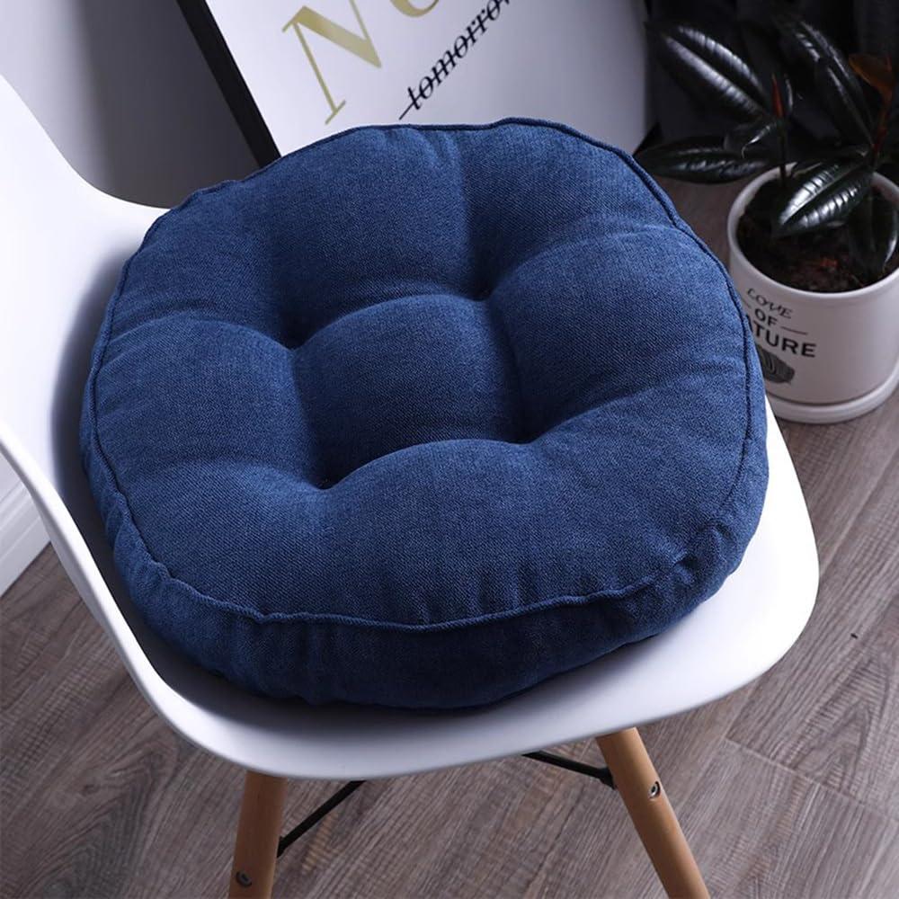 FouncY Round Seat Cushion Non Slip Thicken Chair Pads, Solid Color Soft Chair Pads Comfy, for Kitchen Dining Office Chair (Color : Navy Blue, Size : 19.6in)