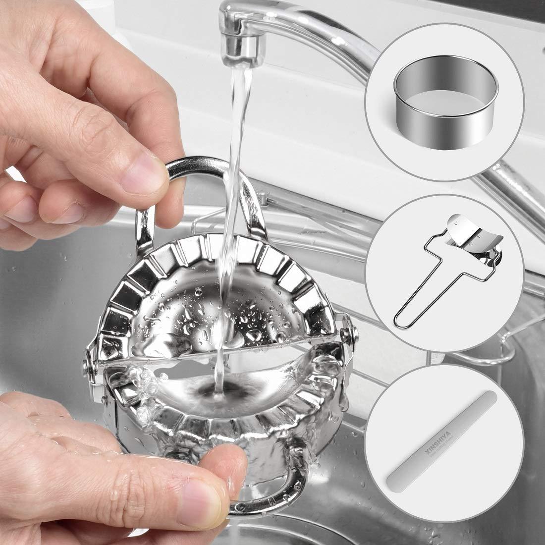 CEKITAM 8 Pcs Dumpling Maker,Stainless Steel Ravioli Dumpling Mould Mold Press Set Kitchen Accessories(2 dumpling maker+ 1 dumpling cutter +3 dumpling skin cutter +2 x Stuffing spoon)