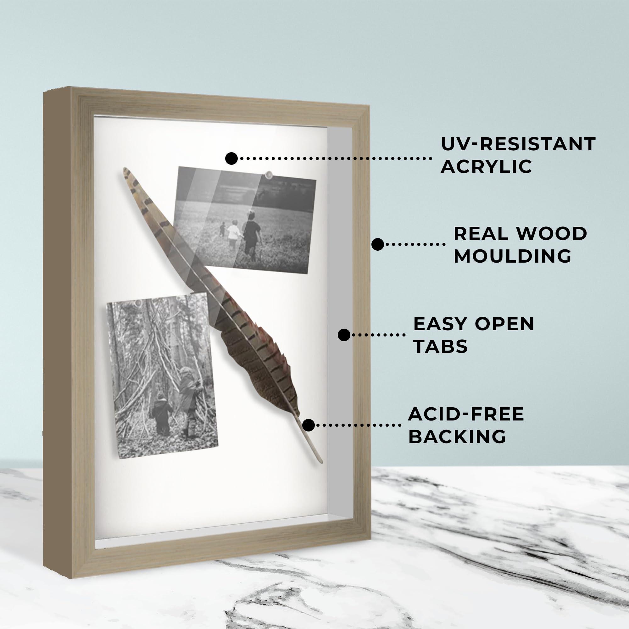 CustomPictureFrames.com 19x46 Shadow Box Frame Grey | 1.125 Inches Deep Real Wood Rustic Shadowbox Display Frame | UV Resistant Acrylic Front, Acid Free Backing, and Hanging Hardware | Farren Picture Frame Style