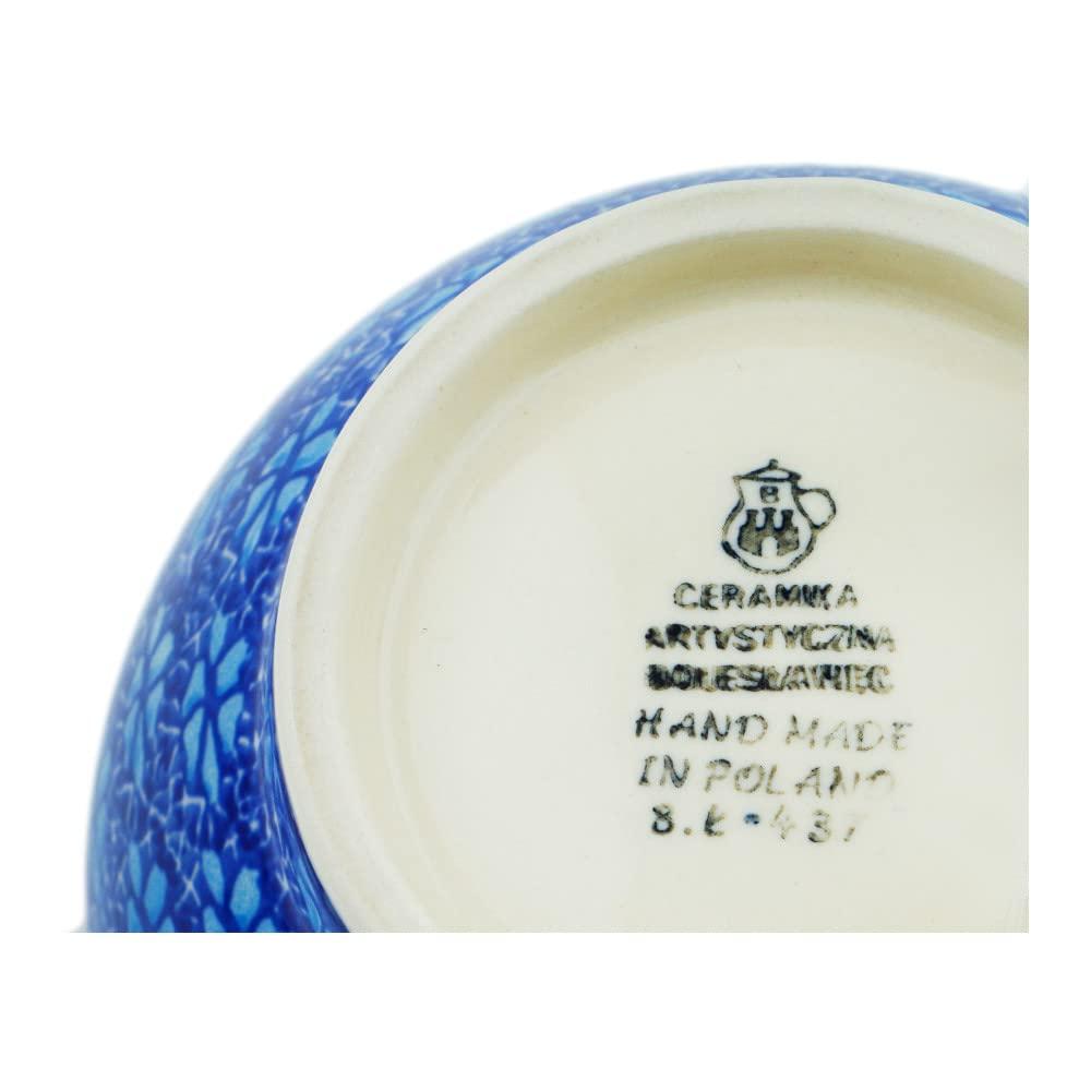 Polmedia Polish Pottery Polish Pottery 8-inch Hen Shaped Jar made by Ceramika Artystyczna (Deep Into The Blue Sea Theme) + Certificate of Authenticity