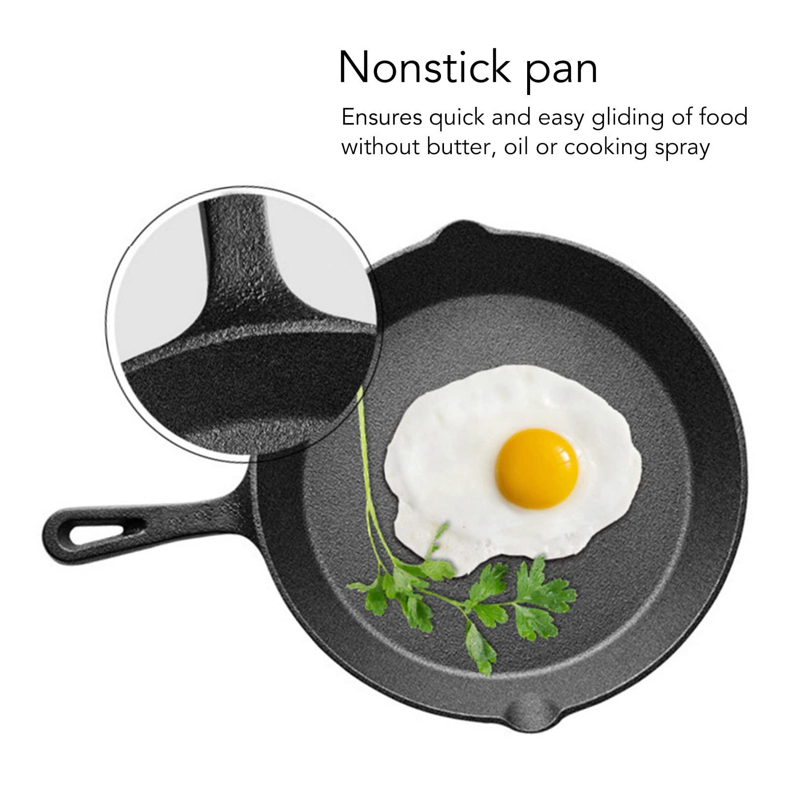 TANIQIACA TANIQIACA Cast Iron Nonstick Frying Pan, 3 Piece Frying Pan Set Mini Egg Pan, Grill Pan Set, Cast Iron Pot, Cast Iron Pan with Long Handle for Home 16 20 25cm