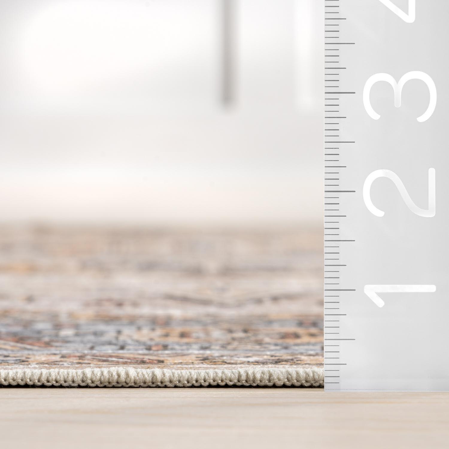 nuLOOM nuLOOM 9' x 12' Splashguard Machine Washable Area Rug with Waterproof Spill Proof Surface, Non Slip Backing and Stain Resistant for Living Room, Bedroom, Kitchen, Dining Room, Purnima Ivory