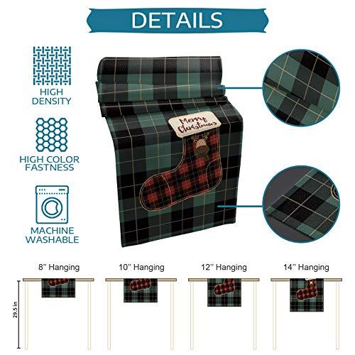 QueenKer Christmas Table Runner Placemats Set of 6 Xmas Reindeer Green Red Black Buffalo Plaid 90 Inches Long Table Place Mats for Holiday Kitchen Dining Wedding Farmhouse Party Home Decoration