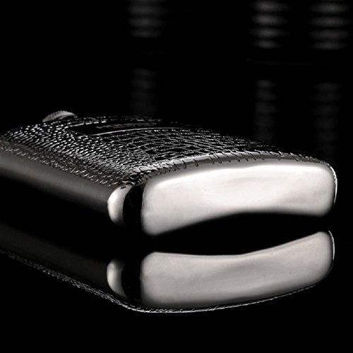 LANZON LANZON Hip Flask with Funnel, All 18/8 304 Food Grade Stainless Steel Curved Pocket Flask for Liquor | 6 OZ Capacity | Gift Boxed (Cobblestones Pattern)
