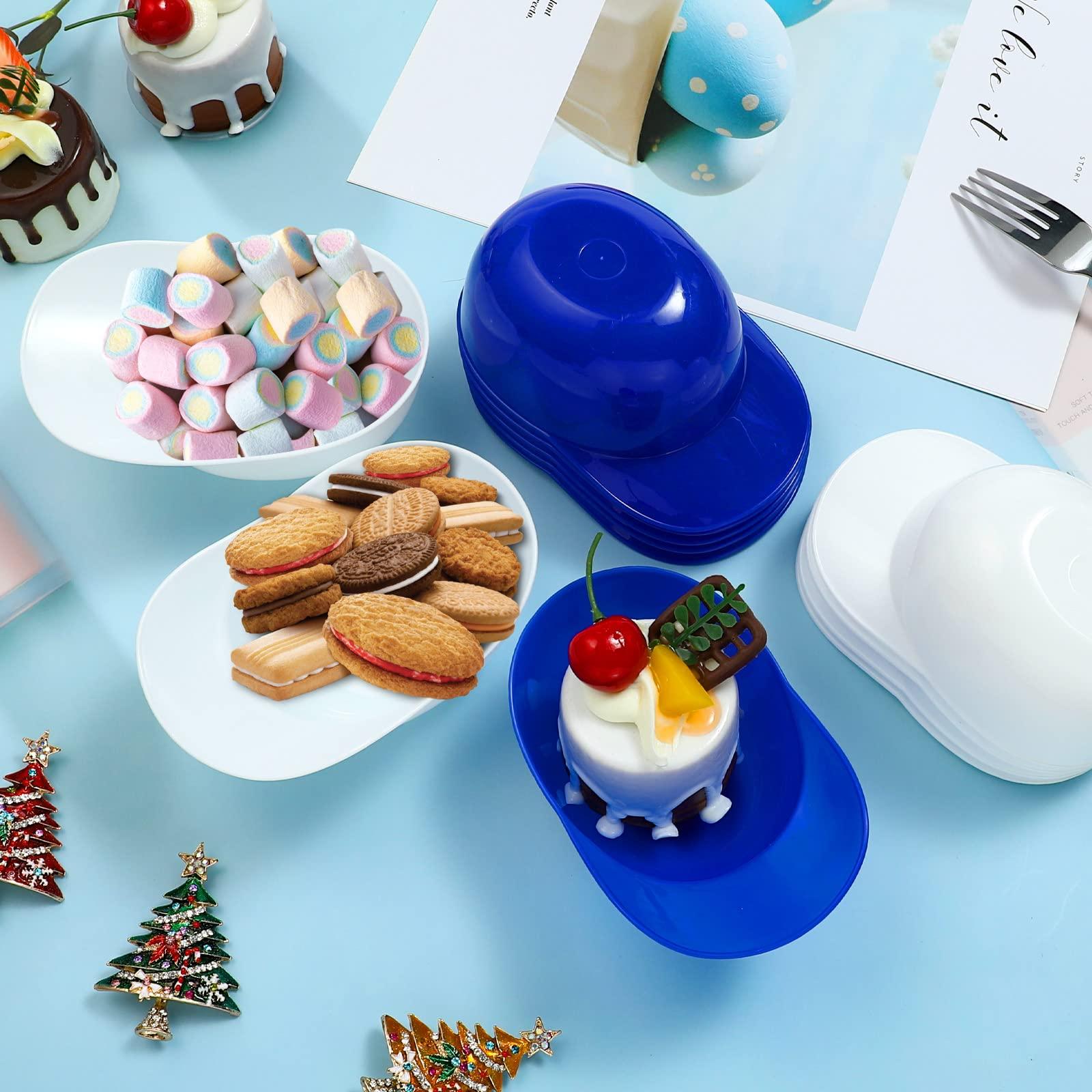 RONRONS RONRONS 12 Pieces Baseball Helmet Ice Cream Bowls 8 oz Mini Baseball Cap Snack Bowls Plastic Sundae Bowl Kids Chip Cups for Party Dessert Supplies