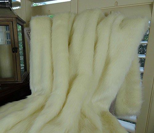 Thomas Collection Thomas Collection Arctic Fox Faux Fur Throw Blanket & Bedspread - Arctic Creamy White Arctic Fox Fur - Luxury Soft Fox Faux Fur - Heavy Throw, Handmade in US, 16414