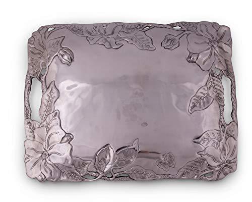 Arthur Court Arthur Court Designs Aluminum Magnolia Clutch Breakfast & Dinner Serving for Drinks Snack Fruits, Food Coffee Table Storage Tray for Home Decoration 18.5 inch x 13.75 inch