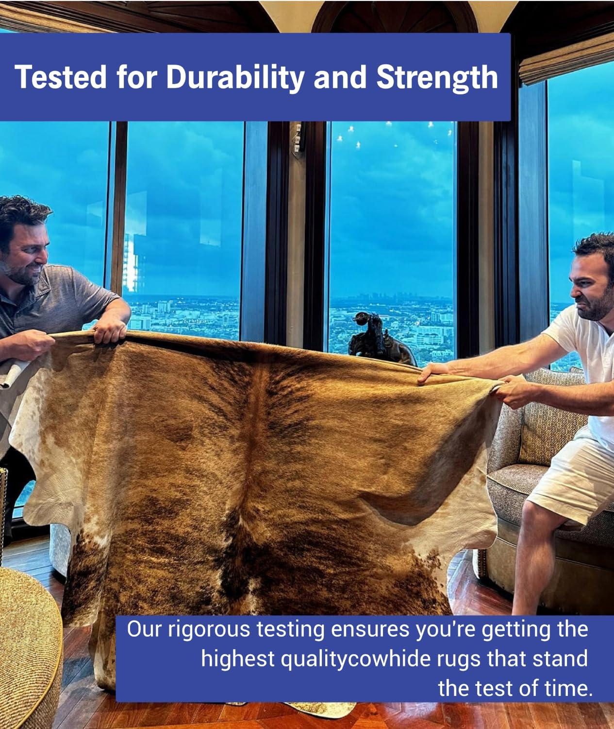 Cowhides Direct Cowhides Direct Genuine Cowhide Rug (Salt & Pepper) - Authentic Cow Rug with Non-Slip Suede Backing - Cow Rugs for Living Room, Bedroom & More - Decorative Rug (Black, 6x6 L)