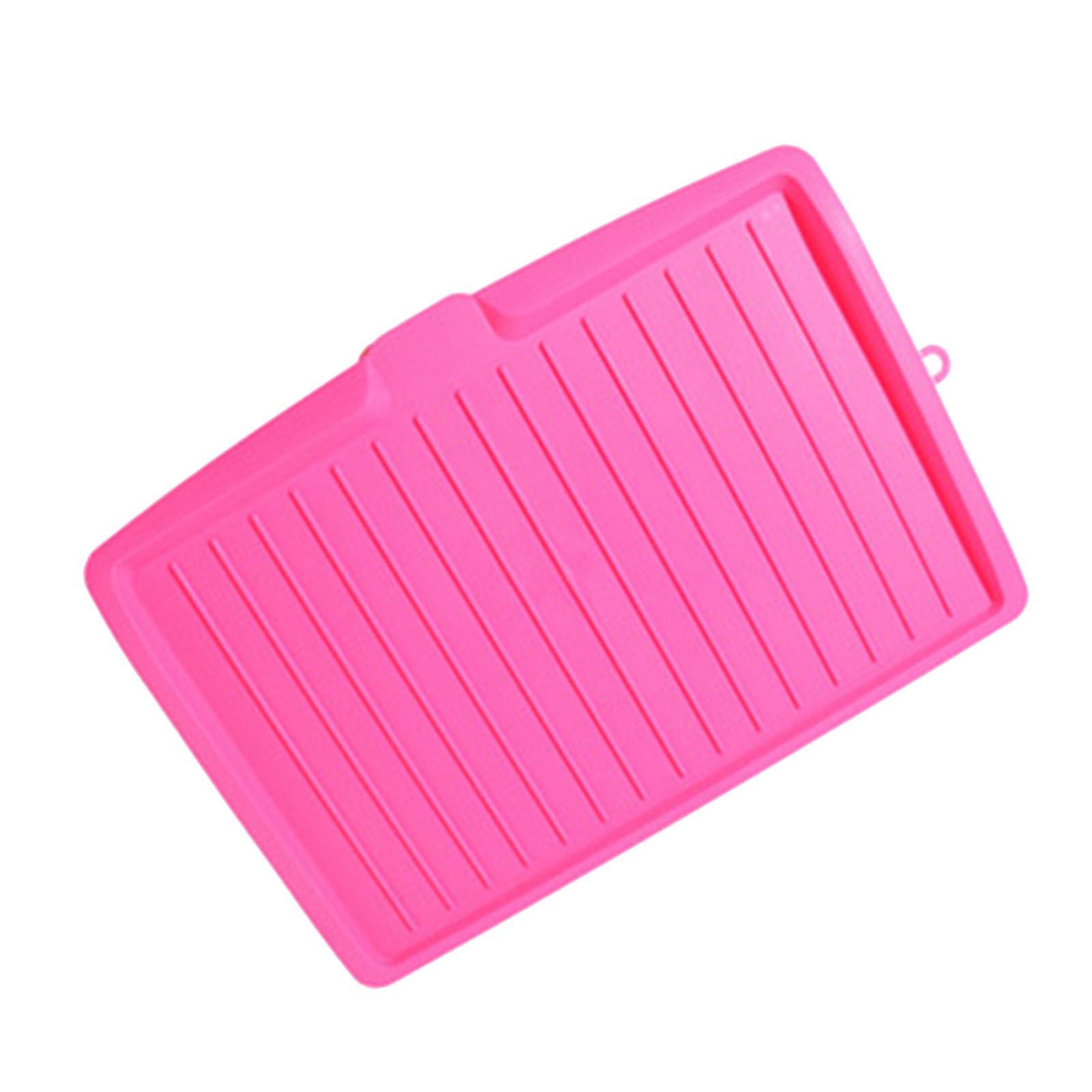 Sunicon Sunicon Kitchen Dish Drain Board, Kitchen Counter Drying Rack Dish Drainer Tray with Side Drop Slope Diversion and Non Slip Base for Bowl Cup Kitchenware, Rose Red