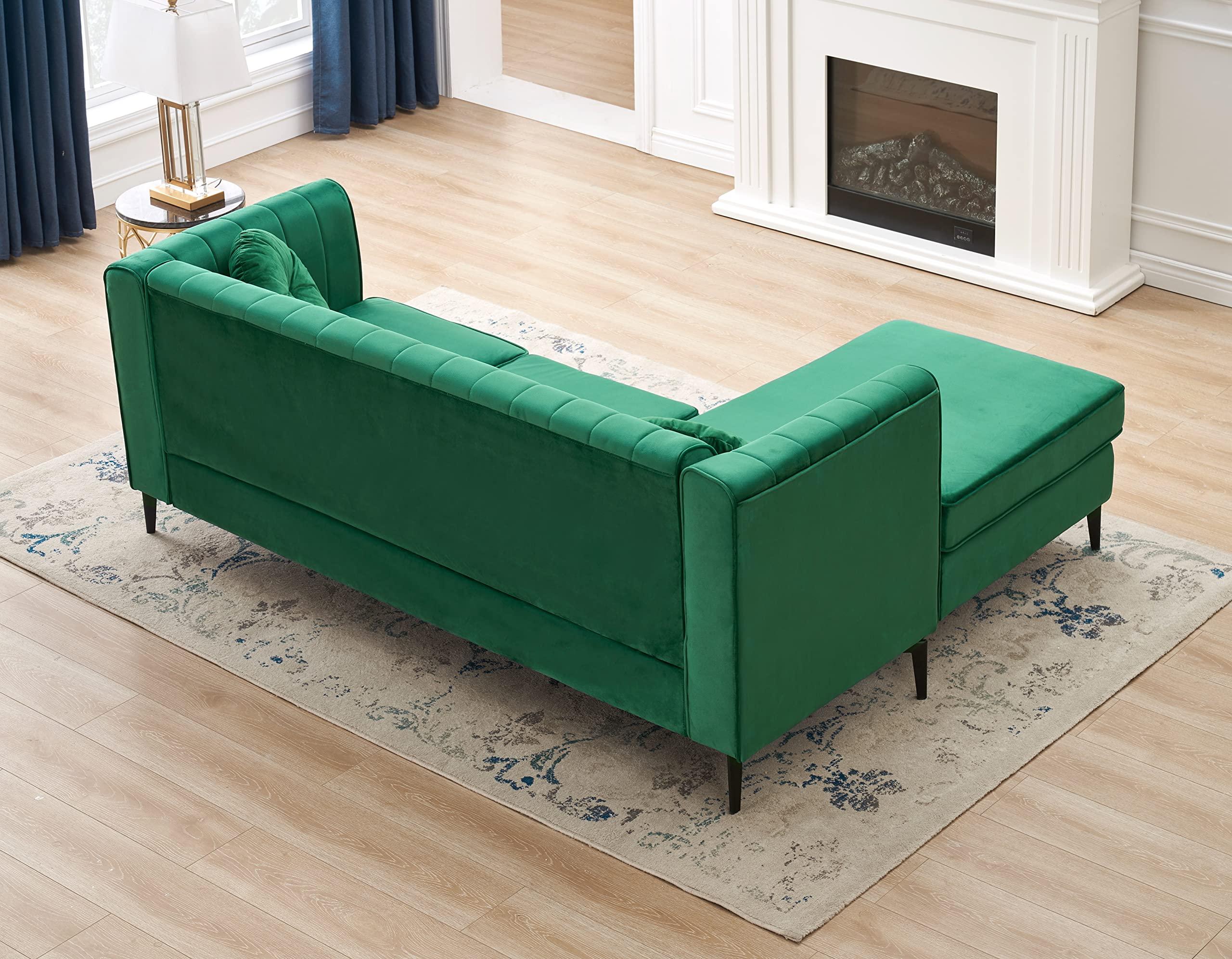 ViolaDresses ViolaDresses Velvet Corner Living Room Sofa Green
