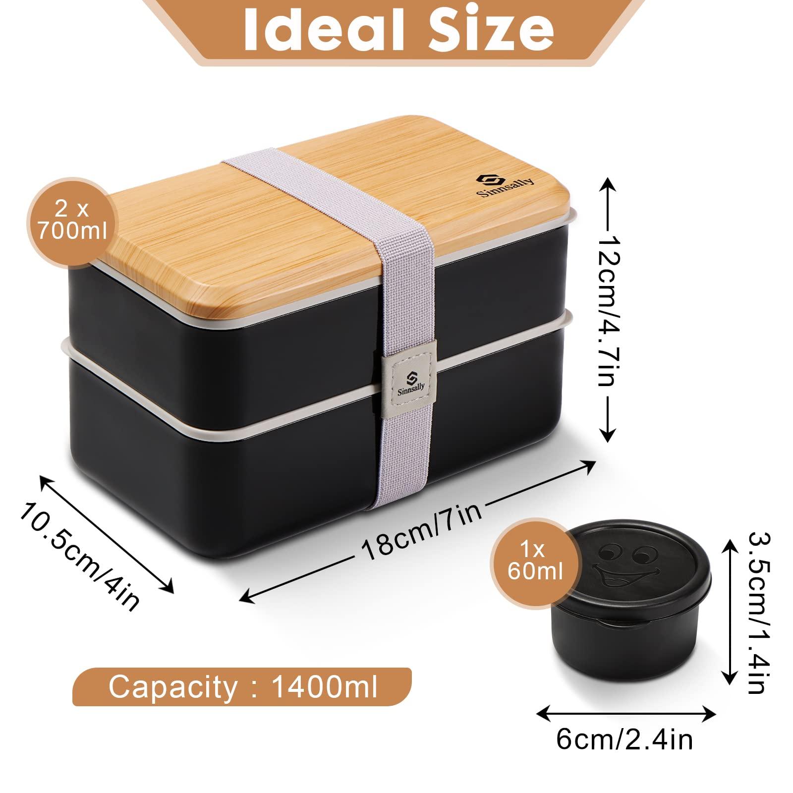 Sinnsally Sinnsally Bento Box Adult Lunch Box with Compartments for Women & Men,(47oz)Stackable Japanese Bento Lunchbox,Rectangle Lunchable Food Container with Utensil Set,Leak-Proof & Microwave/Dishwasher Safe