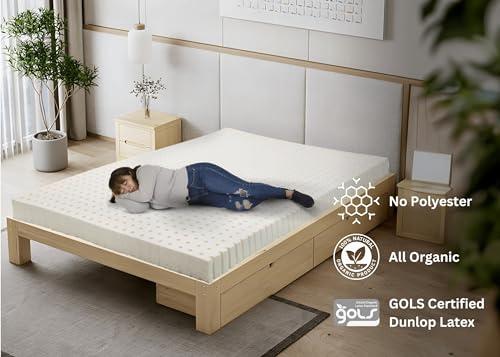 ORGANIC TEXTILES ORGANIC TEXTILES 2 Inches Organic Latex Mattress Topper with Removable Rayon Derived Material Cover - Made in USA (2\" Twin - Soft)