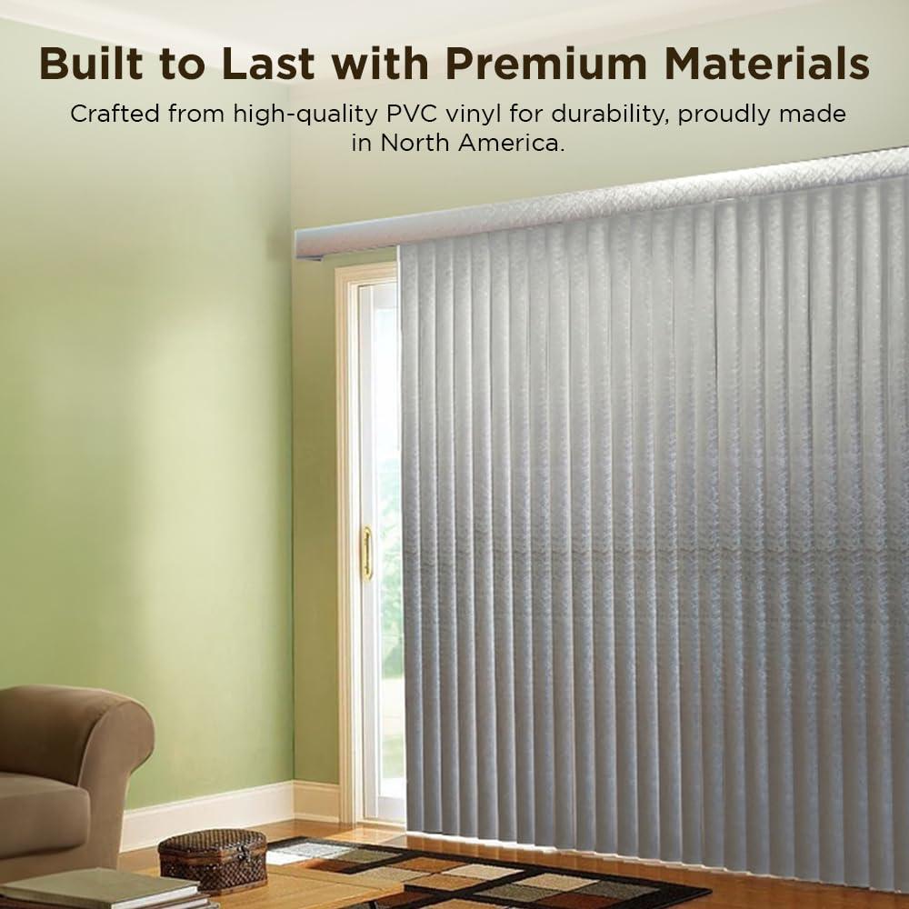 BlindDen BlindDen - Vinyl Vertical Window Blinds for Home - Vertical Blinds for Sliding Glass Doors - Infinity Silver, 82" Wide x 84" Long