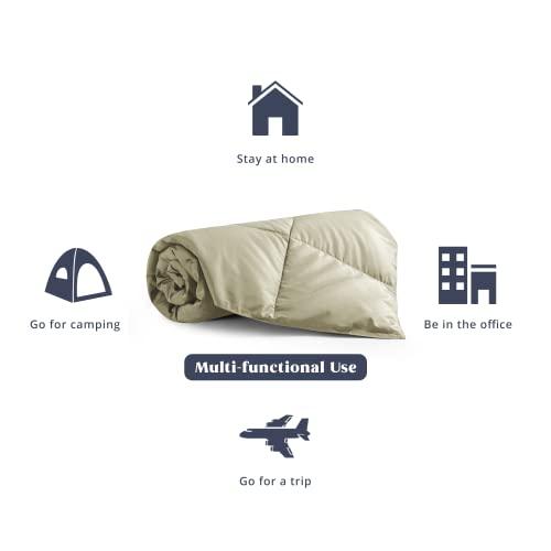 puredown Puredown Soft Feather Down Throw Blanket Lightweight Packable Couch Throw for Indoor and Outdoor Use, 50\"X70\", Beige