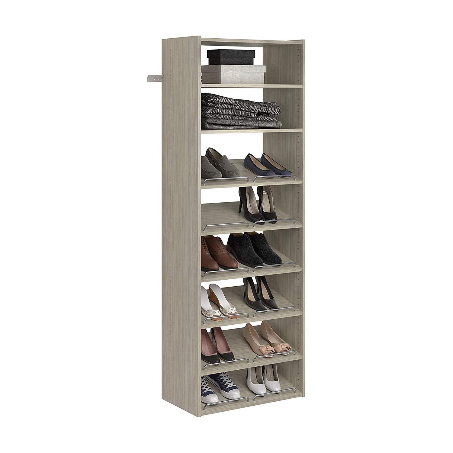 Easy Track Easy Track Shoe Shelves Closet Storage, 24"-3 Pack, Weathered Grey