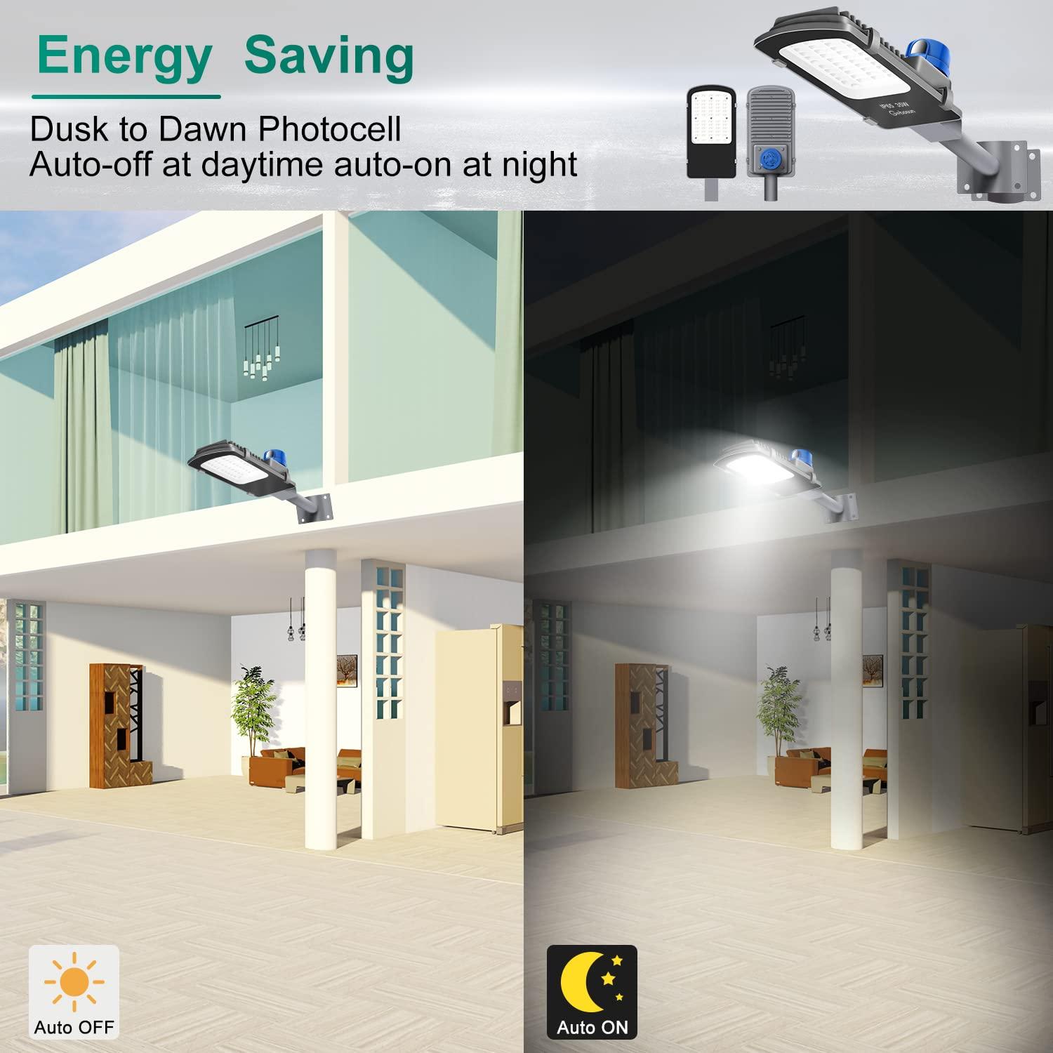 Gebosun Gebosun 35W AC Powered Street Light & Flood Light, with Optic Sensor, Dusk to Dawn, 5,400 Lumen, 6,000K, IP65 Waterproof, Wall-Mounted & Pole-Mounted