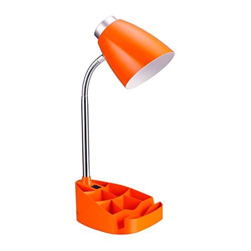 Limelights Simple Designs LD1002-ORG Gooseneck Organizer Desk Lamp with iPad Tablet Stand Book Holder, Orange
