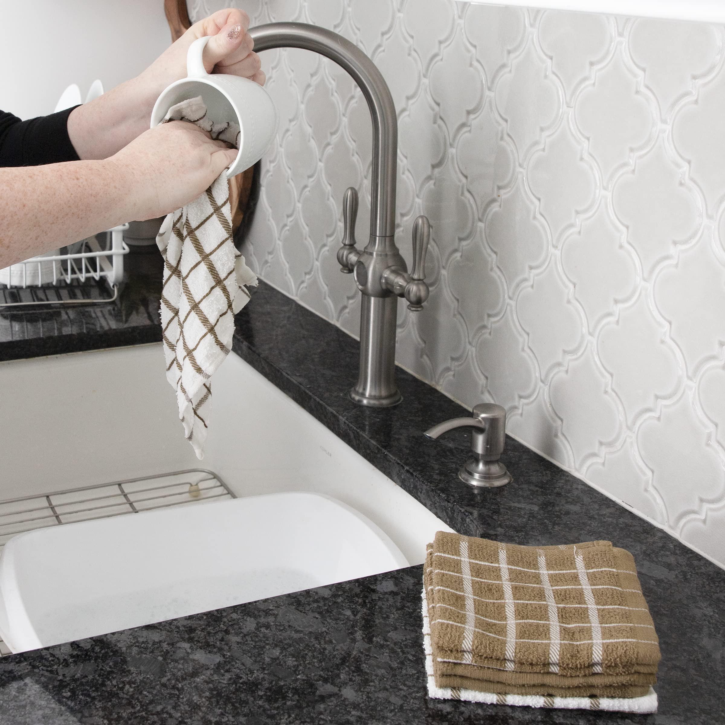 Ritz Ritz 100% Terry Cotton, Highly Absorbent Dish Cloth Set, 12 x 12, 6-Pack, Mocha Brown