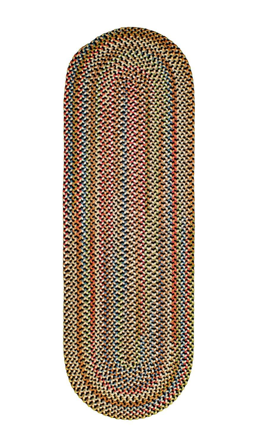 Super Area Rugs Super Area Rugs Roxbury American Made Braided Rug for Indoor Outdoor Spaces, Charcoal/Natural Multi, 2' X 6' Oval Runner