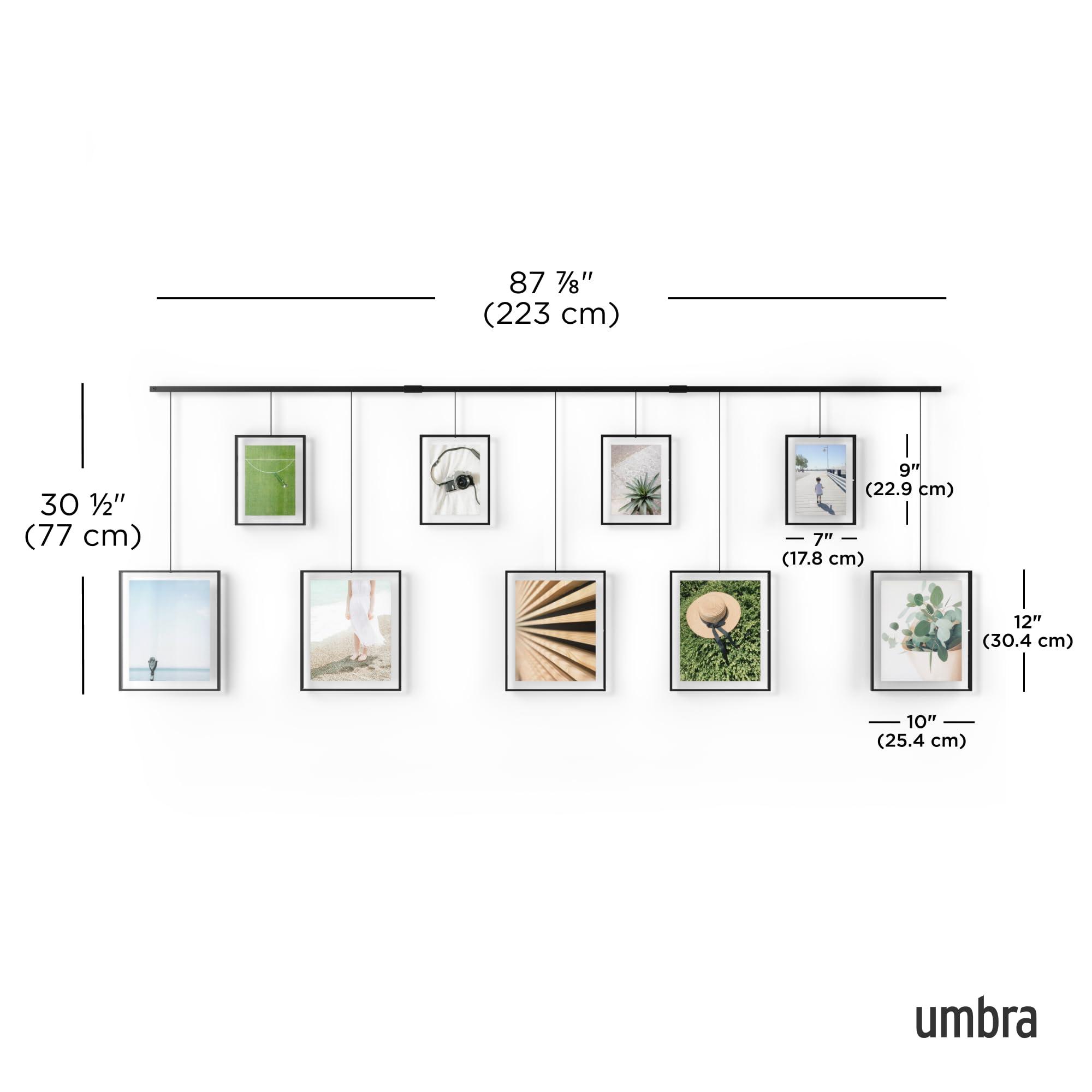 Umbra Umbra Exhibit Picture Frame Gallery Set, Adjustable Wall Collage Displays Nine Photos (Four 5x7\" and Five 8x10\"), Set of 9, Black