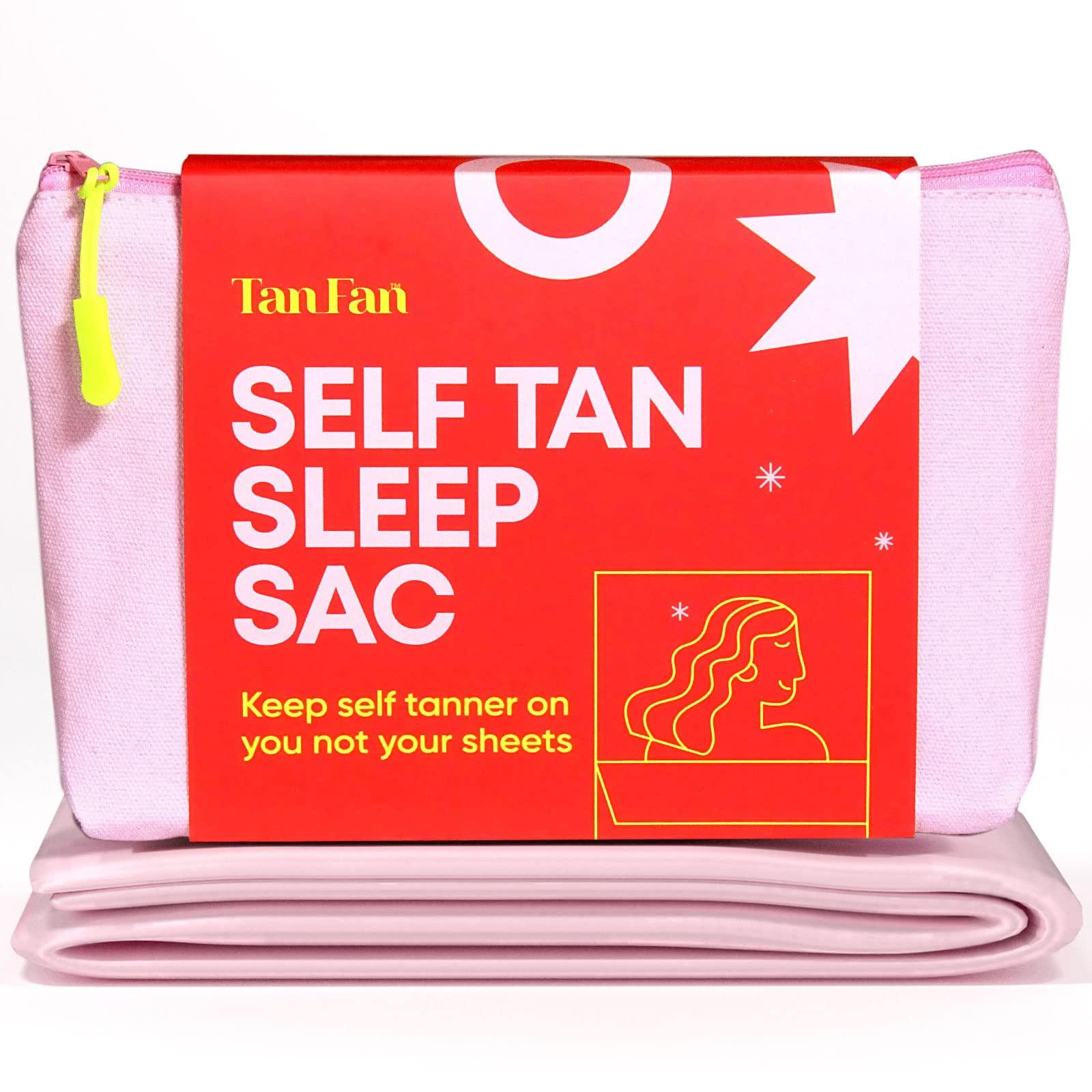 Tan Fan Tan Fan Self Tan Sleep Sac - Keep Sheets Clean from Self Tanner Stains - 100% Cool Silky Lightweight Poly - Wont Transfer Rub or Absorb Tanning Lotion - Roomy Breathable Large w Foot Openings (Pink)