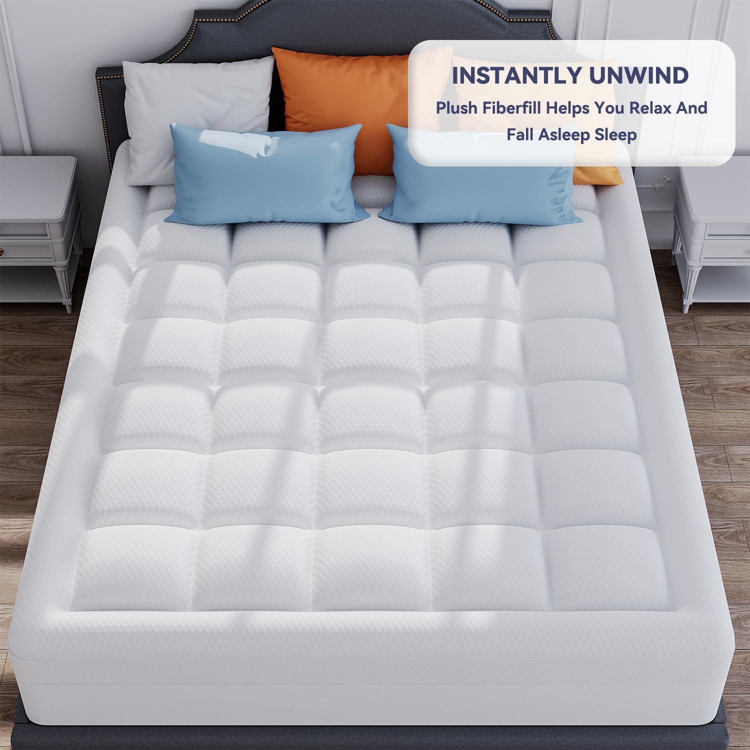 ELEMUSE ELEMUSE Dual Layer 3 Inch Memory Foam Mattress Topper King, 2 Inch Cooling Gel Memory Foam Plus 1 Inch Down Alternative Pillowtop Mattress Pad, Viscose Made from Bamboo Cover, Soft Comfort Support