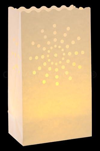 CleverDelights CleverDelights White Sunburst Luminary Bags - 20 Count - Wedding Party Christmas Holiday Luminaria