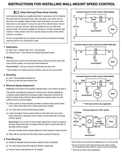 KB ELECTRONICS KB Electronics Model KBWC-18K (UL) Variable Speed Fan Control, Wall Mount, Rated 8.0 Amps @ 120 VAC for use with Shaded Pole and PSC Motors