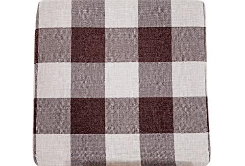 Grafton Grafton Stockton Square Plaid/Checkered Ottoman Footstool Brown/Linen