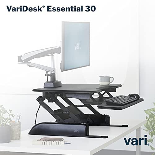Vari Vari - VariDesk Essential 30 - Two-Tier Standing Desk Converter for Home Office - Adjustable Sit Stand Desk with 11 Height Settings - Standing Desk Riser for Monitor & Accessories - 30\" Wide, Black