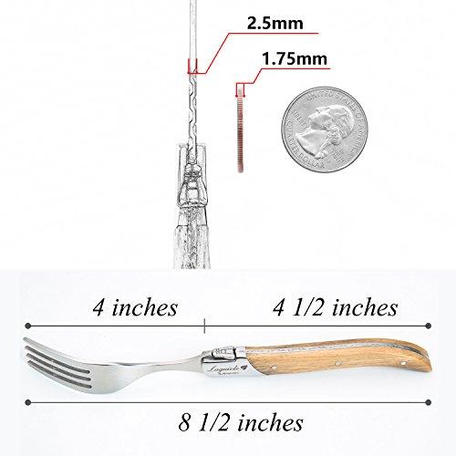 FLYINGCOLORS Laguiole by FlyingColors Dinner Forks Set Stainless Steel, Olive Wood Handle, Gift Box, 6 Pieces