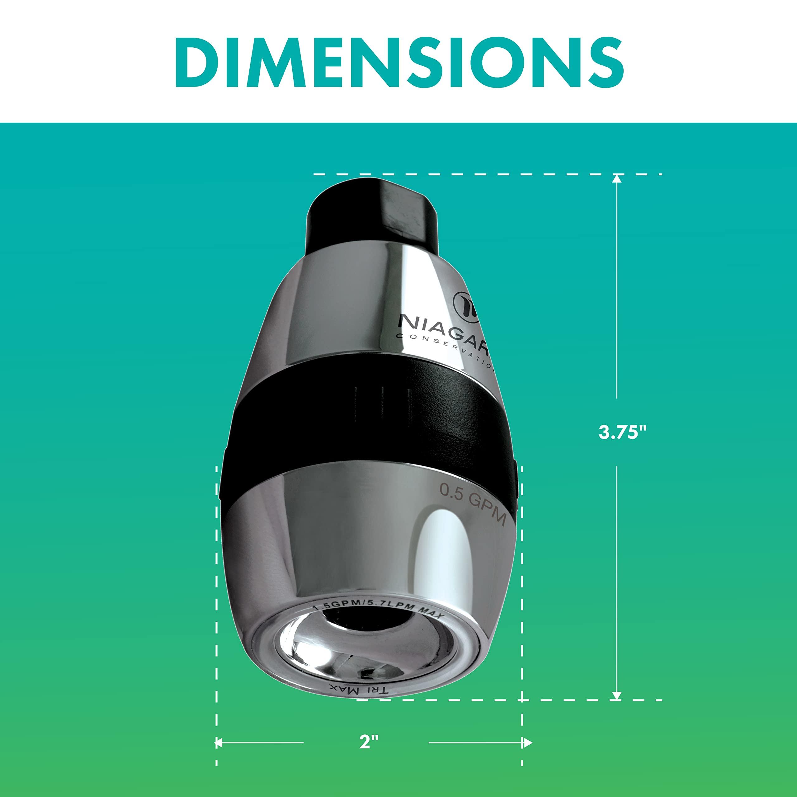 Niagara Conservation Niagara Conservation N2615CH Tri-Max 1-Spray with 0.5-1.5 GPM 2-in. Wall Mount Adjustable Fixed Shower Head in Chrome, 1-Pack | Bathroom Shower Head Sprayer with Pressure Compensation