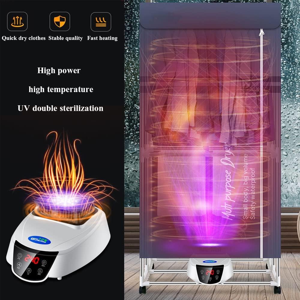 GWWGWW 2/3-Tier Home Clothes Dryer With Remote Control,2300W Electric Heated Airer Drying Rack,Folding-Dry Machine Energy-Efficient Wet Laundry Warm Air Drying Wardrobe,240min Adjustable Timer,Energy-Efficie