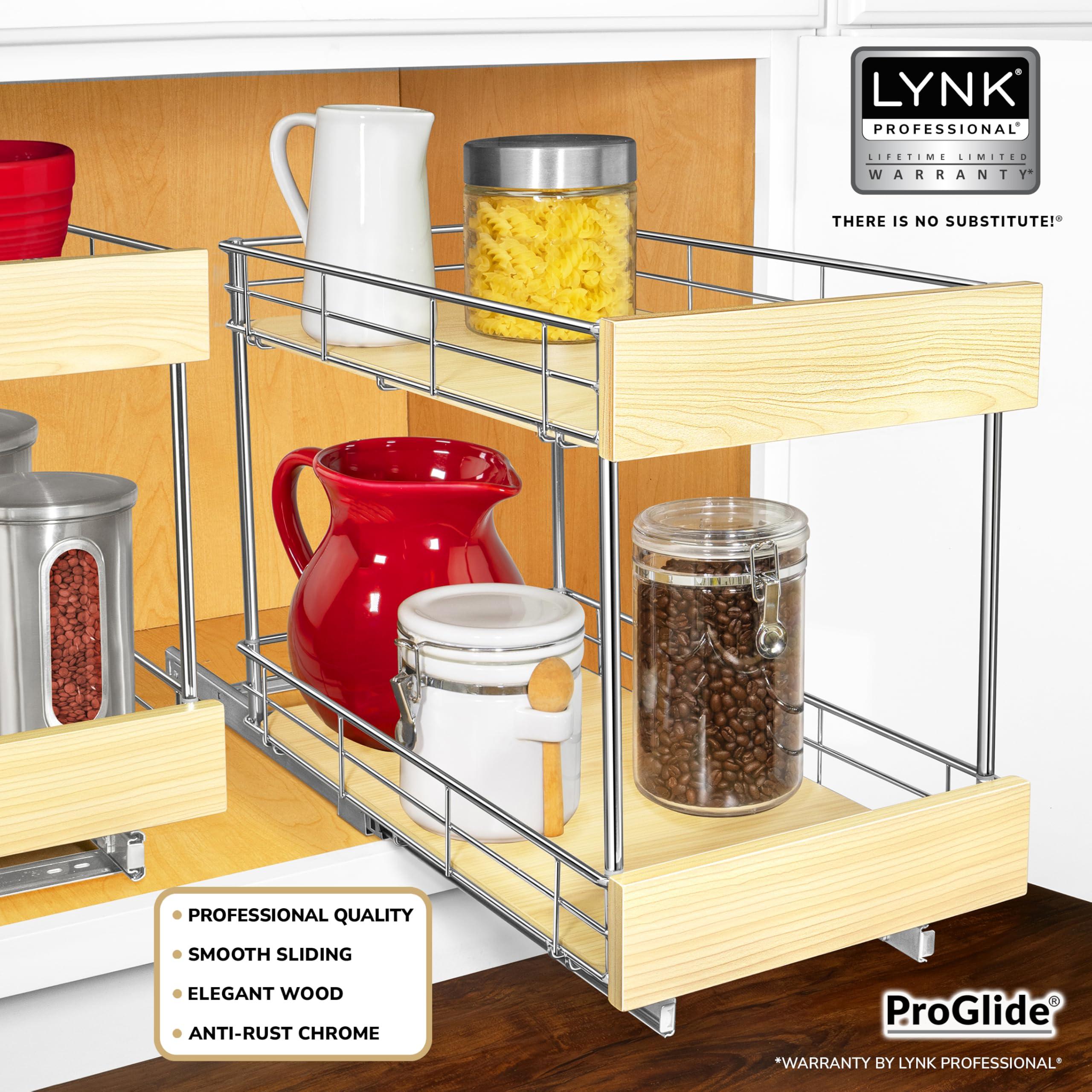LYNK PROFESSIONAL LYNK PROFESSIONAL SELECT Pull Out Cabinet Organizer - 11\" x 21\" - Slide Out Drawer for Kitchen Cabinets - Sliding Pantry Shelves - Roll Out Shelf for Pots, Pans, Lifetime Ltd Warranty - 2 Tier