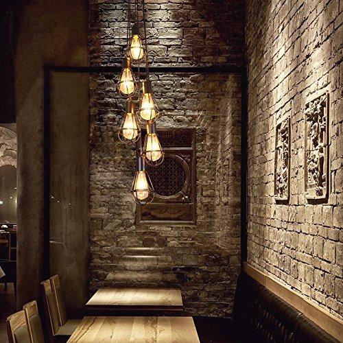 LITFAD Industrial Multi Light Pendant Light -LITFAD Rustic Barn Metal Chandelier Max 240w with 6 Cage Lights Black Finish,Ceiling Lighting Fixture