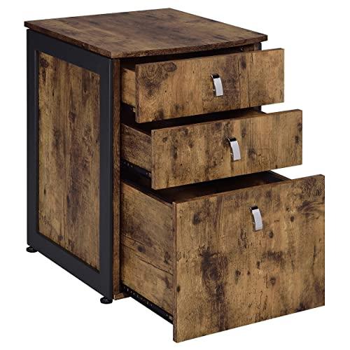 Coaster Home Furnishings Coaster Furniture Estrella 3-Drawer File Cabinet Antique Nutmeg and Gunmetal 800656