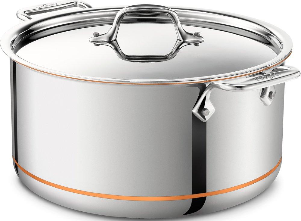 All-Clad All-Clad Copper Core 5-Ply Stainless Steel Stockpot 8 Quart Induction Oven Broiler Safe 600F Pots and Pans, Cookware Silver