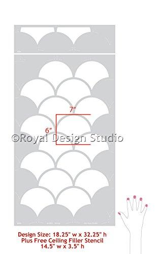 Royal Design Studio Stencils Royal Design Studio Stencils Large Moroccan Scallops Wall Stencil with Modern Fish Scales Wallpaper Look